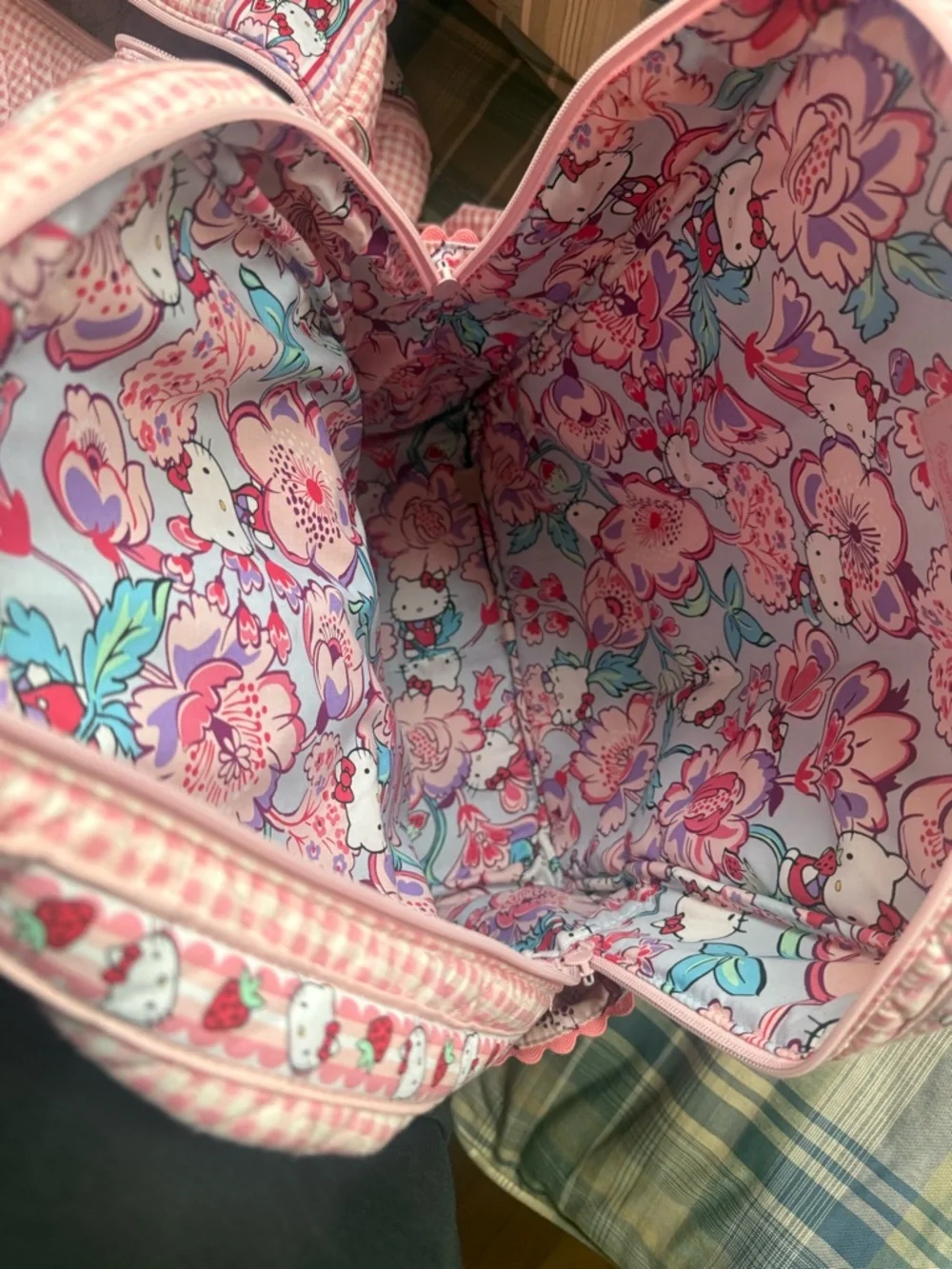 Hello Kitty Pink Gingham Kids Backpack and Duffel Set - Picture 2 of 5